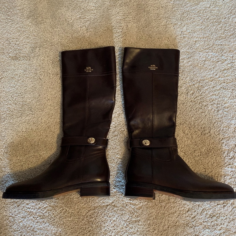 Coach dark brown knee high boots 8